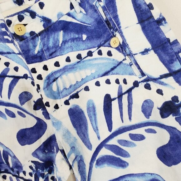 Richards UK Linen Watercolor Old Money  Bermuda Resord Tropical Golf Shorts 38 - Picture 4 of 11